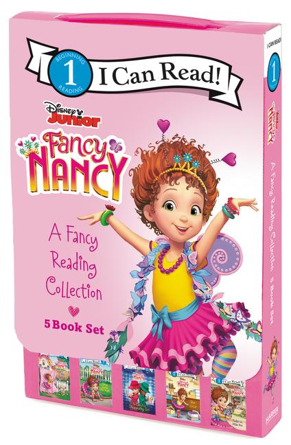 Book cover for Disney Junior Fancy Nancy: A Fancy Reading Collection 5-Book Box Set: Chez Nancy, Nancy Makes Her Mark, the Case of the Disappearing Doll, Shoe-La-La,