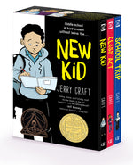 Book cover for New Kid 3-Book Box Set: A Graphic Novel Collection: New Kid, Class Act, School Trip