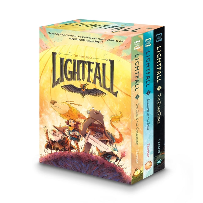 Book cover for Lightfall 3-Book Box Set: A Graphic Novel Collection: Shadow of the Bird, the Dark Times, the Girl & the Galdurian
