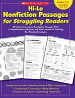 Book cover for Hi-Lo Nonfiction Passages for Struggling Readers: Grades 6-8: 80 High-Interest/Low-Readability Passages with Comprehension Questions and Mini-Lessons