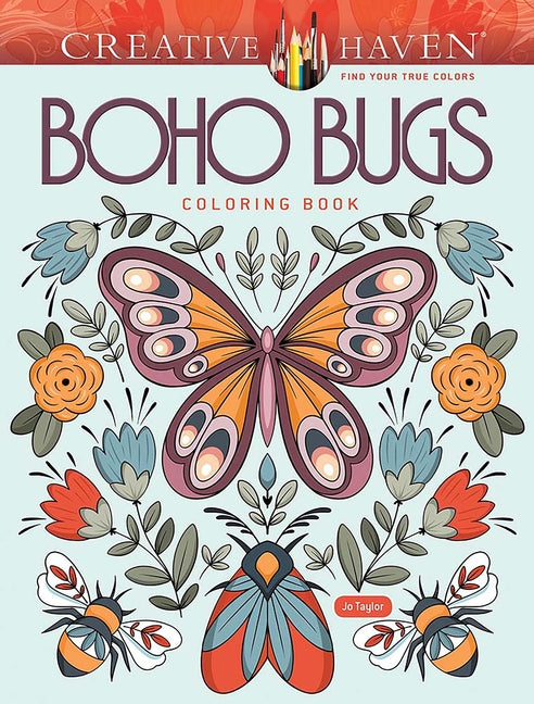Book cover for Creative Haven Boho Bugs Coloring Book
