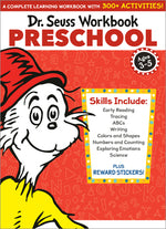 Book cover for Dr. Seuss Workbook: Preschool: 300+ Fun Activities with Stickers and More! (Alphabet, Abcs, Tracing, Early Reading, Colors and Shapes, Numbers, Count