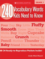 Book cover for 240 Vocabulary Words Kids Need to Know: Grade 1: 24 Ready-To-Reproduce Packets Inside!