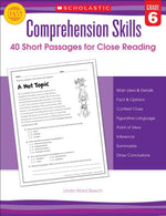 Book cover for Comprehension Skills: 40 Short Passages for Close Readings, Grade 6