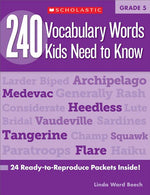 Book cover for 240 Vocabulary Words Kids Need to Know: Grade 5: 24 Ready-To-Reproduce Packets Inside!