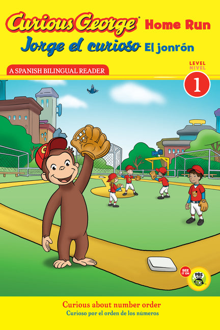 Book cover for Curious George Home Run/Jorge El Curioso El Jonrón: Bilingual English-Spanish