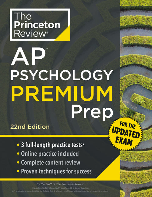 Book cover for Princeton Review AP Psychology Premium Prep, 22nd Edition: For the New 2025 Exam: 3 Practice Tests + Digital Practice + Content Review