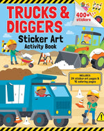 Book cover for Trucks & Diggers: Sticker Art & Coloring: Activity Book with Over 400 Stickers