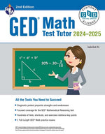 Book cover for GED Math Test Tutor, for the 2024-2025 GED Test: All the Tools You Need to Succeed