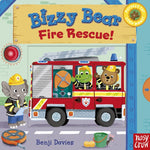 Book cover for Bizzy Bear: Fire Rescue!: (Interactive Board Book about Firetrucks and Firefighters for Toddlers - With Sturdy Tabs and Slides to Push and Pull)