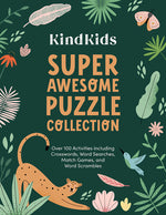 Book cover for Kindkids Super Awesome Puzzle Collection: Over 100 Activities Including Crosswords, Word Searches, Match Games, and Word Scrambles