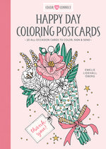 Book cover for Happy Day Coloring Postcards: 20 All-Occasion Cards to Color, Sign, and Send