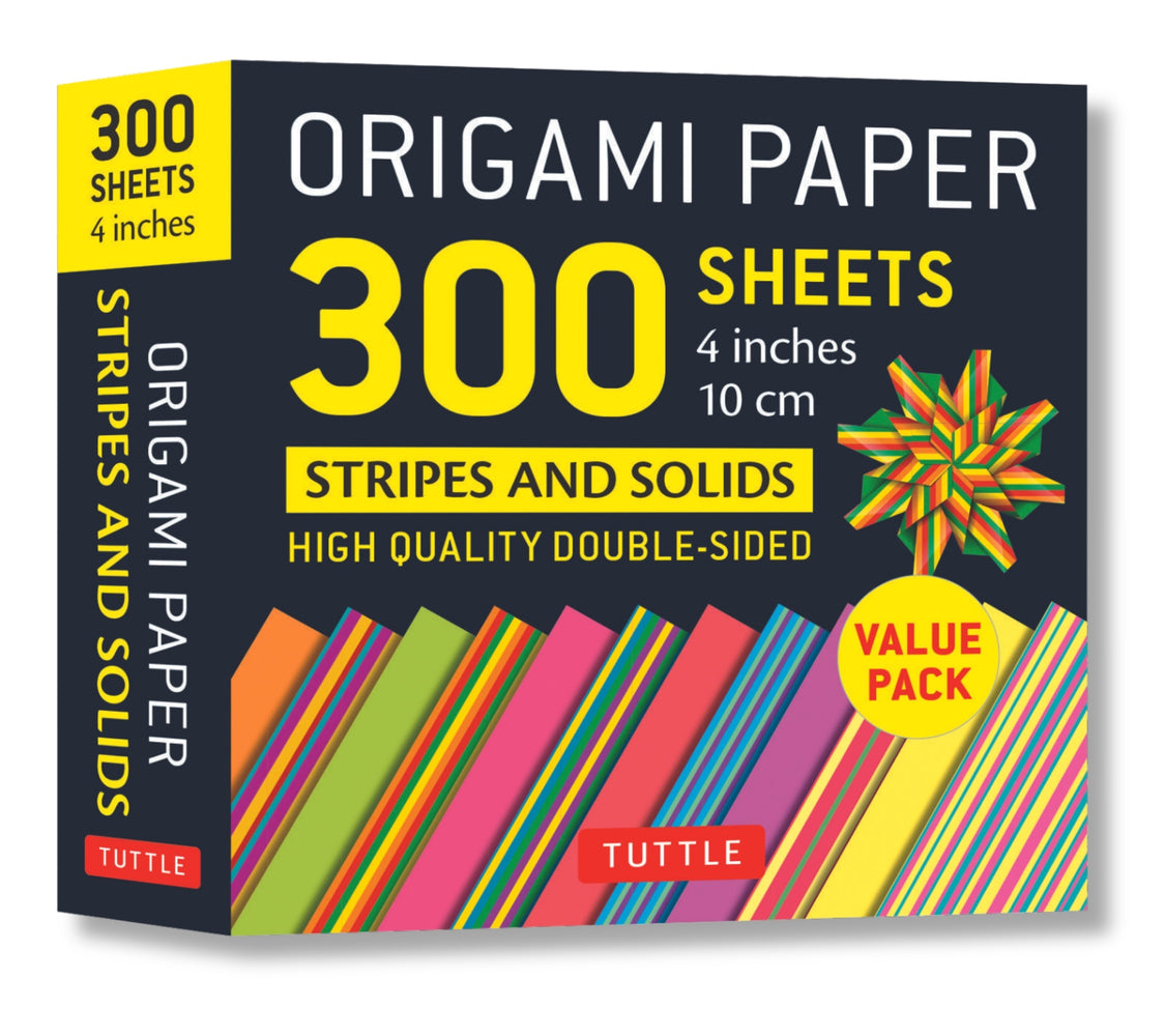 Book cover for Origami Paper 300 Sheets Stripes and Solids 4 (10 CM): Tuttle Origami Paper: Double-Sided Origami Sheets Printed with 12 Different Designs