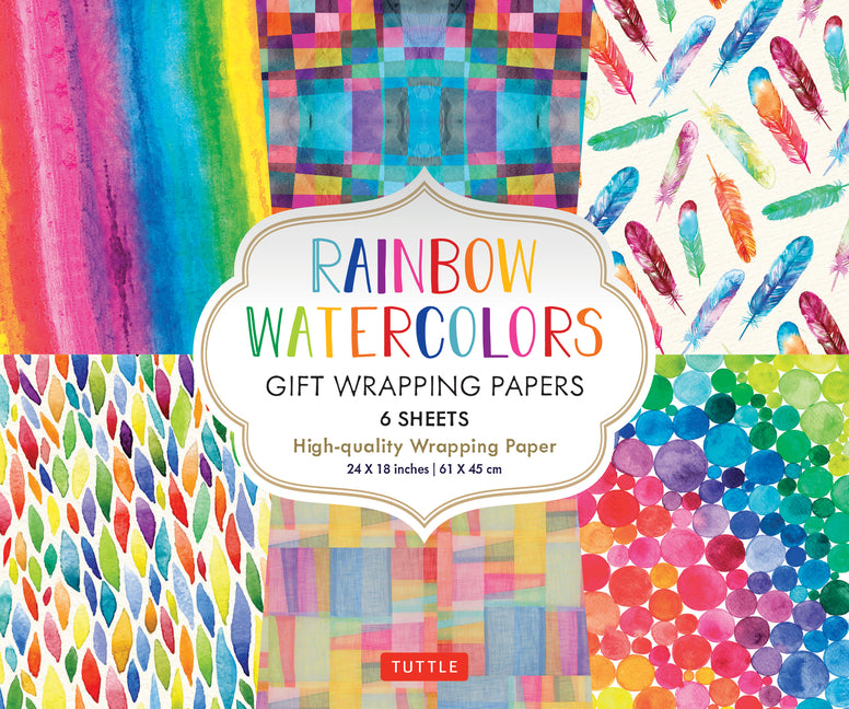 Book cover for Rainbow Watercolors Gift Wrapping Papers - 6 Sheets: 24 X 18 Inch Wrapping Paper