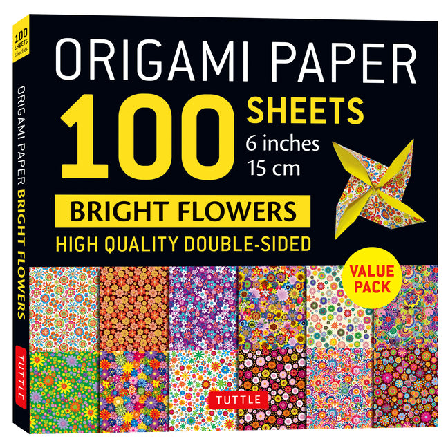 Book cover for Origami Paper 100 Sheets Bright Flowers 6 (15 CM): Tuttle Origami Paper: Double-Sided Origami Sheets Printed with 12 Different Patterns (Instructions