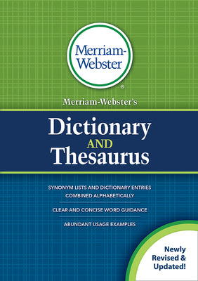Book cover for Merriam-Webster's Dictionary and Thesaurus