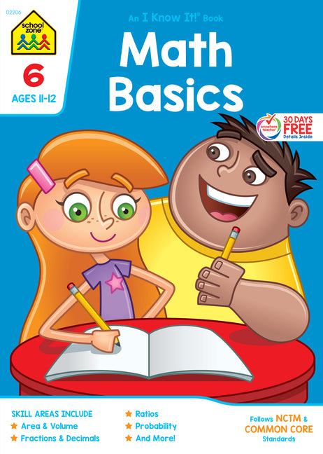 Book cover for School Zone Math Basics Grade 6 Workbook (Deluxe Workbook)