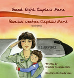 Book cover for Good Night, Captain Mama - Buenas noches, Capitán Mamá: 1st in an award-winning, bilingual children's aviation picture book series
