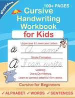 Book cover for Cursive Handwriting Workbook For Kids: Cursive for beginners workbook. Cursive letter tracing book. Cursive writing practice book to learn writing in