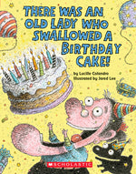 Book cover for There Was an Old Lady Who Swallowed a Birthday Cake (Board Book)