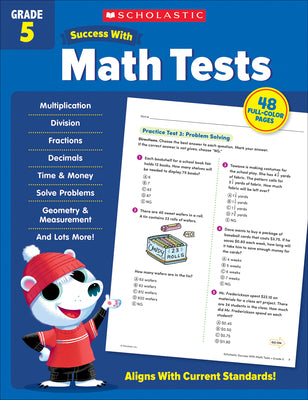Book cover for Scholastic Success with Math Tests Grade 5 Workbook