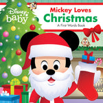 Book cover for Disney Baby: Mickey Loves Christmas: A First Words Book