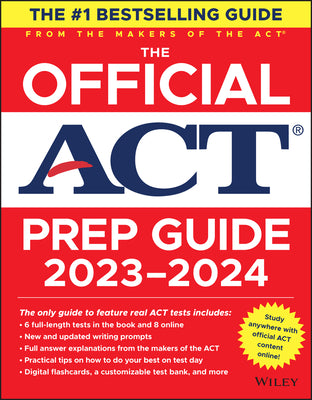 Book cover for The Official ACT Prep Guide 2023-2024: Book + 8 Practice Tests + 400 Digital Flashcards + Online Course