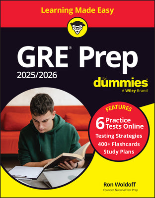 Book cover for GRE Prep 2025/2026 for Dummies: Book + 6 Practice Tests & 400+ Flashcards Online