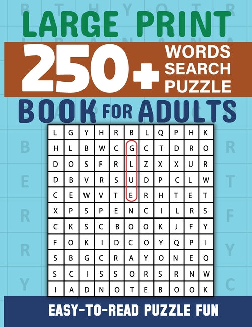 Book cover for Word Search Book 250 Word Puzzles with Solutions for Adults: Large Print Word Search Book for Adults
