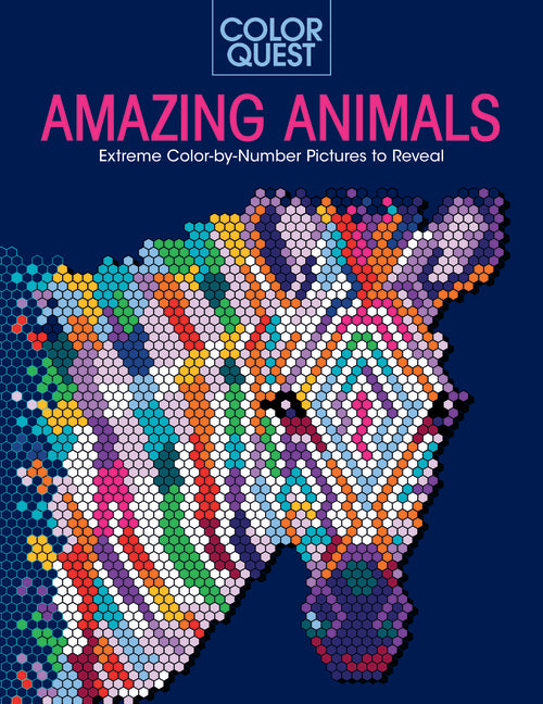 Book cover for Color Quest: Amazing Animals: Extreme Color-By-Number Pictures to Reveal