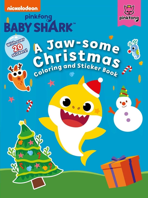 Book cover for Baby Shark: A Jaw-Some Christmas Coloring and Sticker Book