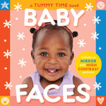 Book cover for Baby Faces (a Tummy Time, High Contrast, Accordian Board Book with Mirror for Infants)