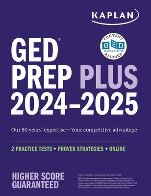 Book cover for GED Test Prep Plus 2024-2025: Includes 2 Full Length Practice Tests, 1000+ Practice Questions, and 60+ Online Videos