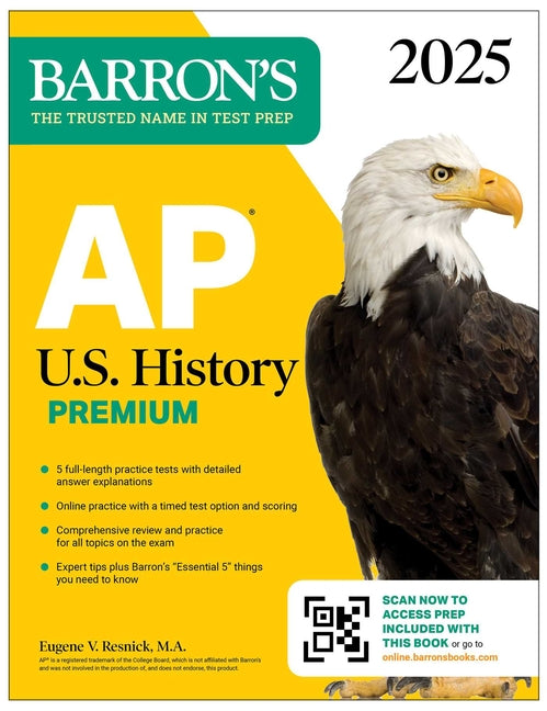 Book cover for AP U.S. History Premium, 2025: Prep Book with 5 Practice Tests + Comprehensive Review + Online Practice