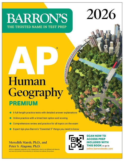 Book cover for AP Human Geography Premium, 2026: Prep Book with 6 Practice Tests+ Comprehensive Review + Online Practice