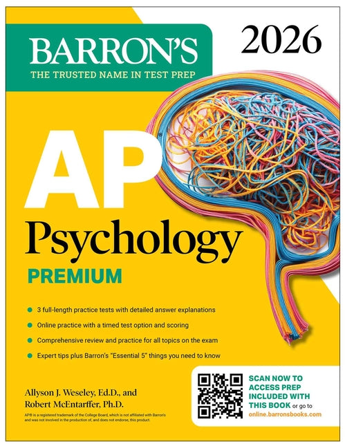 Book cover for AP Psychology Premium, 2026: Prep Book with 3 Practice Tests + Comprehensive Review + Online Practice