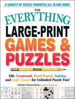 Book cover for Everything Large-Print Games & Puzzles Book: 150+ Crossword, Word Search, Sudoku, and Logic Games for Unlimited Puzzle Fun!