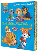 Book cover for Paw Patrol Little Golden Book Library (Paw Patrol): Itty-Bitty Kitty Rescue; Puppy Birthday!; Pirate Pups; All-Star Pups!; Jurassic Bark!