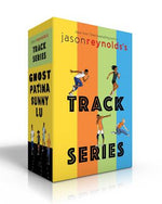 Book cover for Jason Reynolds's Track Series (Boxed Set): Ghost; Patina; Sunny; Lu
