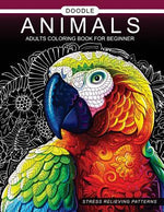 Book cover for Doodle Animals Adults Coloring Book for beginner: Adult Coloring Book