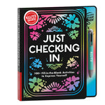 Book cover for Klutzpress Just Checking In: 100+ Fill-In-The-Blank Activities to Express Yourself