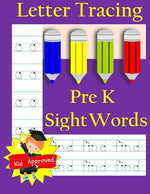 Book cover for Letter Tracing: Pre-Kindergarten Sight Words: Letter Books for Kindergarten: Pre-Kindergarten Sight Words Workbook and Letter Tracing