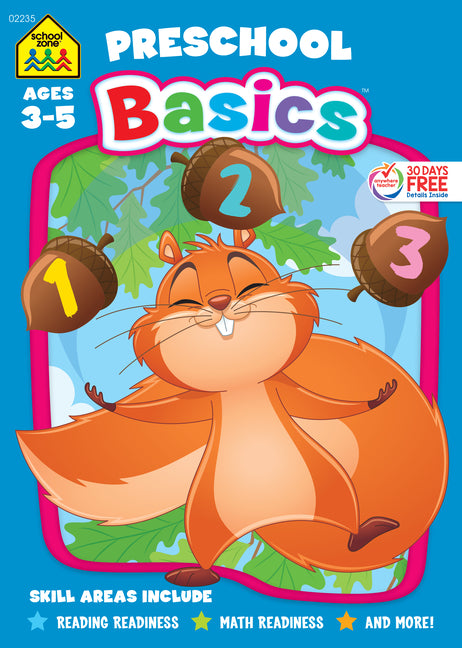 Book cover for School Zone Preschool Basics 64-Page Workbook