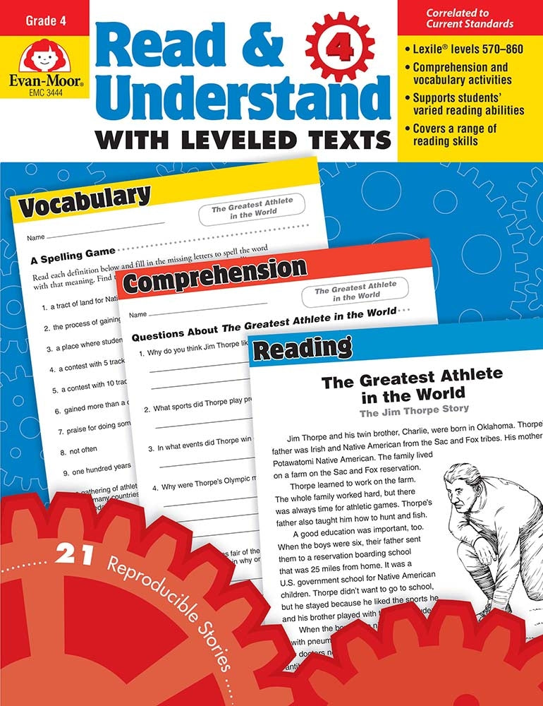 Book cover for Read and Understand with Leveled Texts, Grade 4 Teacher Resource