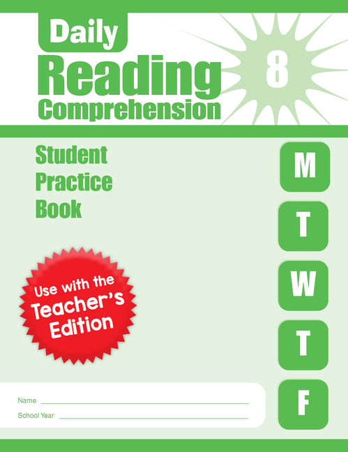 Book cover for Daily Reading Comprehension, Grade 8 Student Edition Workbook