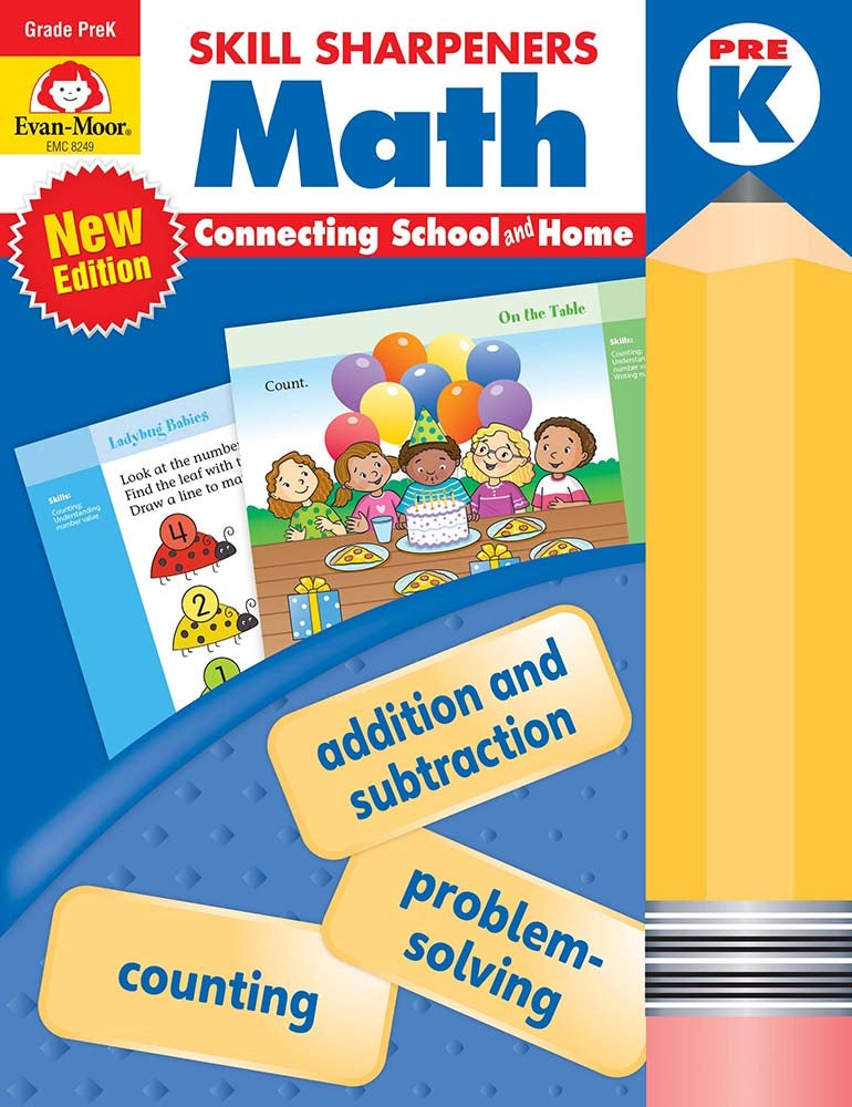Book cover for Skill Sharpeners: Math, Prek Workbook