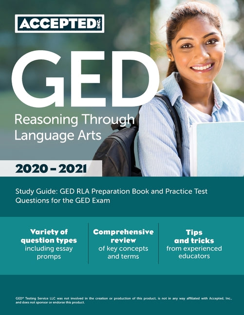 Book cover for GED Reasoning Through Language Arts Study Guide: GED RLA Preparation Book and Practice Test Questions for the GED Exam