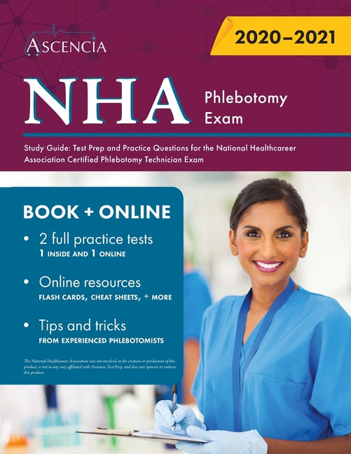 Book cover for NHA Phlebotomy Exam Study Guide: Test Prep and Practice Questions for the National Healthcareer Association Certified Phlebotomy Technician Exam