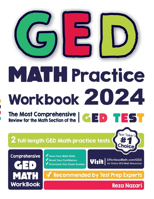 Book cover for GED Math Practice Workbook: The Most Comprehensive Review for the Math Section of the GED Test