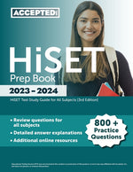 Book cover for HiSET Prep Book 2023-2024: 800+ Practice Questions, HiSET Test Study Guide for All Subjects